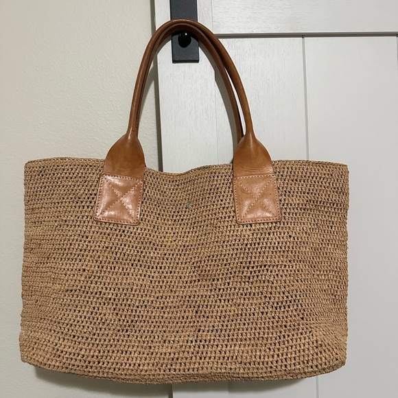 Helen Kaminski Handbags - Helen Kaminski Natural Woven Tote with Tan Leather Handles